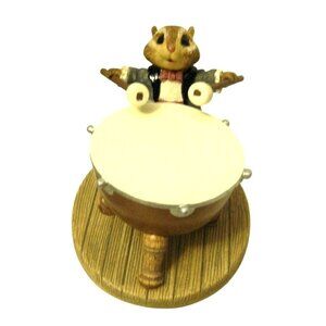 Hallmark Tender Touches Chipmunk Figurine With Drum Vintage Collectible